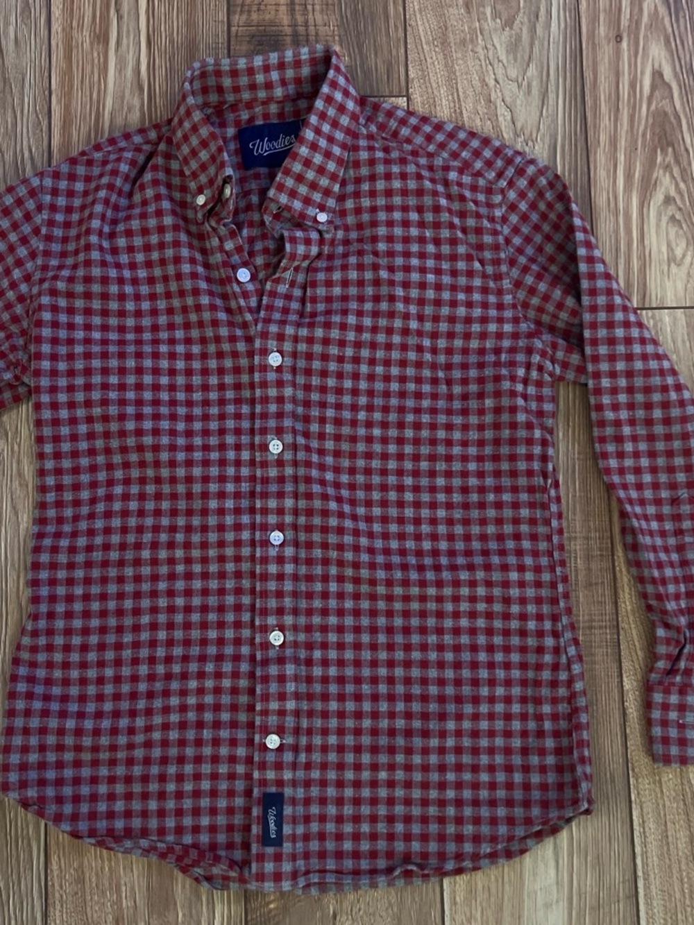 Woodies Red & Gray Gingham Button-Down Shirt for Men